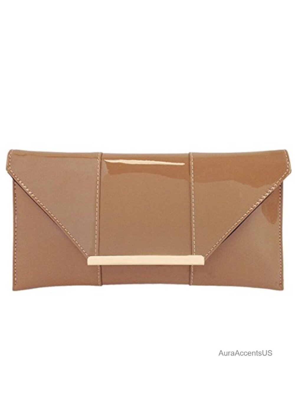 Faux Patent Leather Envelope Candy Clutch Detachable Chain